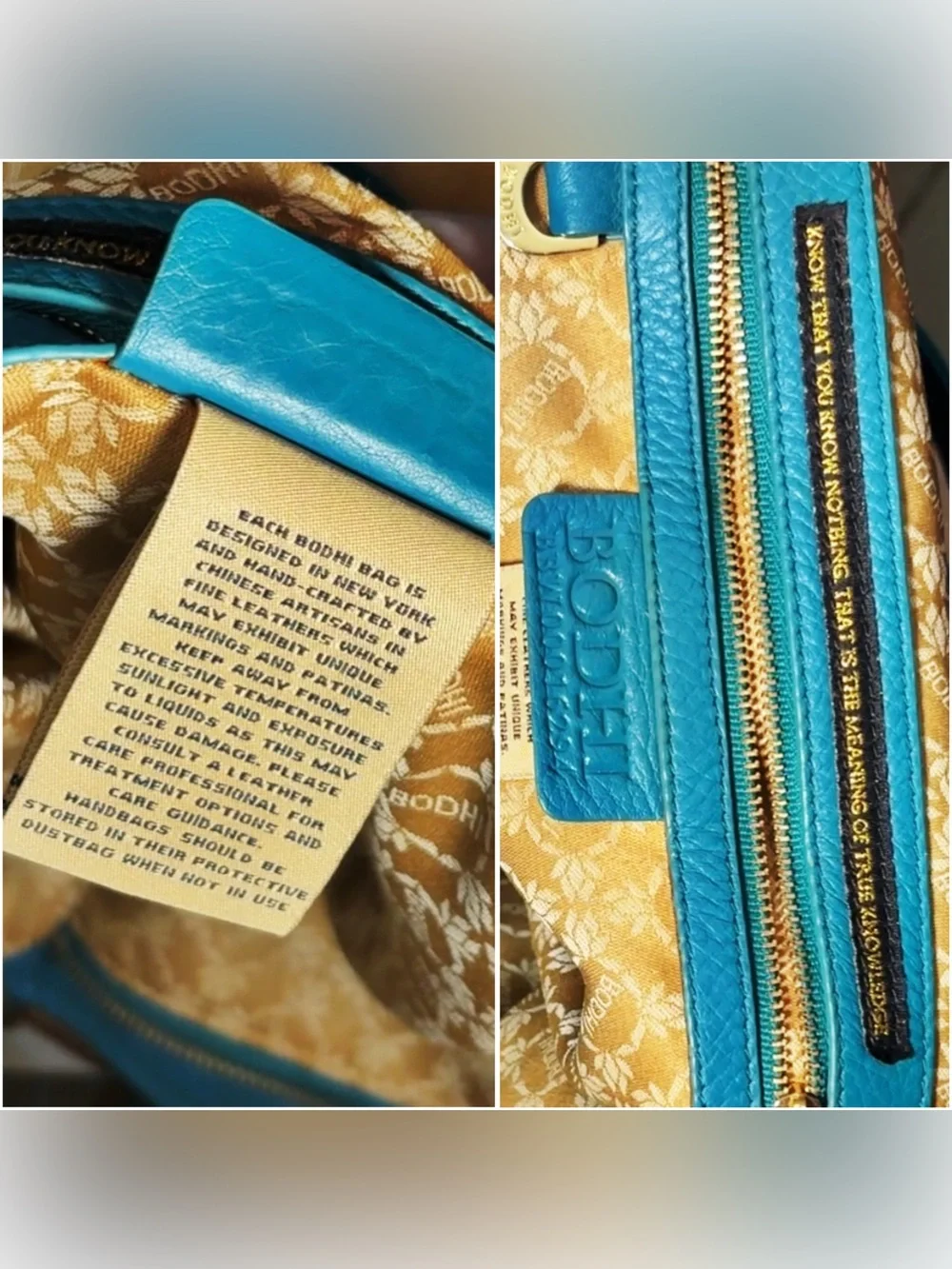 BODHI Teal Leather XL Hobo Bag with Gold Chain Handles
